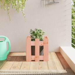 Berkfield Home Durable Garden Planter with Fence Design 30x30x30 cm Solid Wood D in Light Tan - Size: 30 x 30 x 30 cm - thumbnail 2