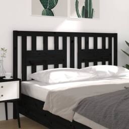 Berkfield Home Headboard Black 206x4x100 cm Solid Wood Pine - Size: 206 x 4 x 100 cm - thumbnail 4