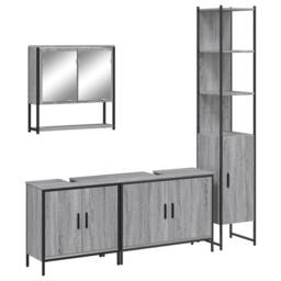 Berkfield Home Durable 4 Piece Bathroom Furniture Set Grey Sonoma Engineered Wood - thumbnail 3