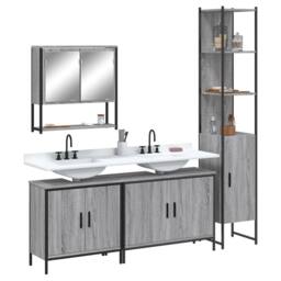 Berkfield Home Durable 4 Piece Bathroom Furniture Set Grey Sonoma Engineered Wood - thumbnail 2