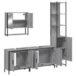 Berkfield Home Durable 4 Piece Bathroom Furniture Set Grey Sonoma Engineered Wood - thumbnail 5