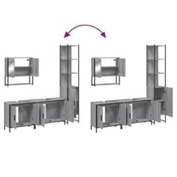 Berkfield Home Durable 4 Piece Bathroom Furniture Set Grey Sonoma Engineered Wood - thumbnail 9