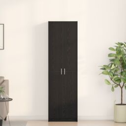 Berkfield Home Wardrobe Black Oak 55x25x189 cm Engineered Wood - Size: 55 x 25 x 189 cm