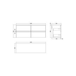 Balterley Mavesyn 4 Drawer Wall Hung Vanity Unit, Satin White, 1205mm in White - thumbnail 2