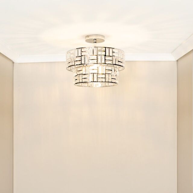 ValueLights Elise Acrylic Jewel Two Tier Ceiling Pendant Light in Silver - image 1
