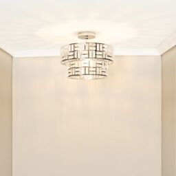 ValueLights Elise Acrylic Jewel Two Tier Ceiling Pendant Light in Silver - thumbnail 1