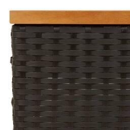 Berkfield Home Garden Table Black 70x70x25 cm Rattan & Acacia Wood - Size: 70 x 70 x 25 cm - thumbnail 8