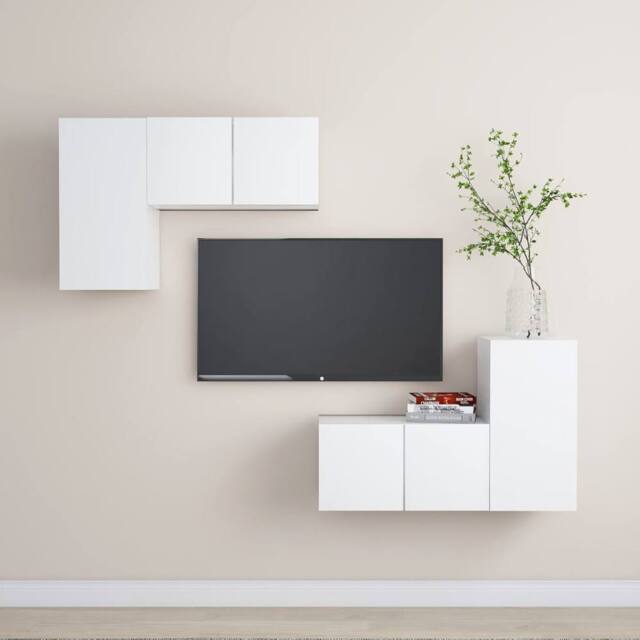 Berkfield Home 4 Piece TV Cabinet Set White Engineered Wood - image 1