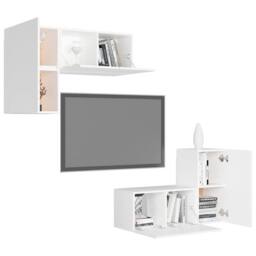 Berkfield Home 4 Piece TV Cabinet Set White Engineered Wood - thumbnail 3