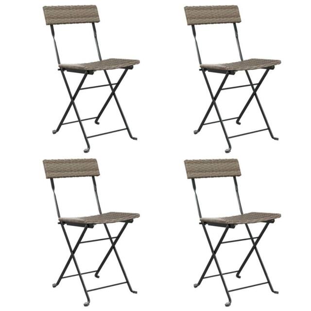 Berkfield Home Folding Bistro Chairs 4 pcs Grey Poly Rattan & Steel - image 1