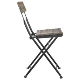 Berkfield Home Folding Bistro Chairs 4 pcs Grey Poly Rattan & Steel - thumbnail 6