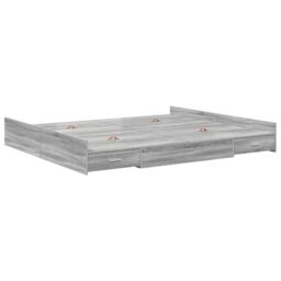 Berkfield Home Storage Bed Frame with Drawer with Headboard with Storage Grey sonoma 200 x 200 cm - thumbnail 2