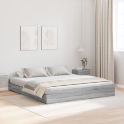 Berkfield Home Storage Bed Frame with Drawer with Headboard with Storage Grey sonoma 200 x 200 cm - thumbnail 1