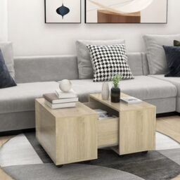 Berkfield Home Coffee Table Sonoma Oak 60x60x38 cm Engineered Wood in Brown - Size: 60 x 60 x 38 cm - thumbnail 1