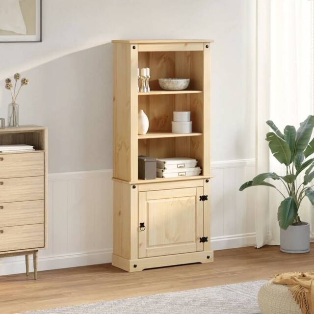 Berkfield Home Highboard Corona 74x38x170 cm Solid Wood Pine in Light Tan - Size: 74 x 38 x 170 cm - image 1