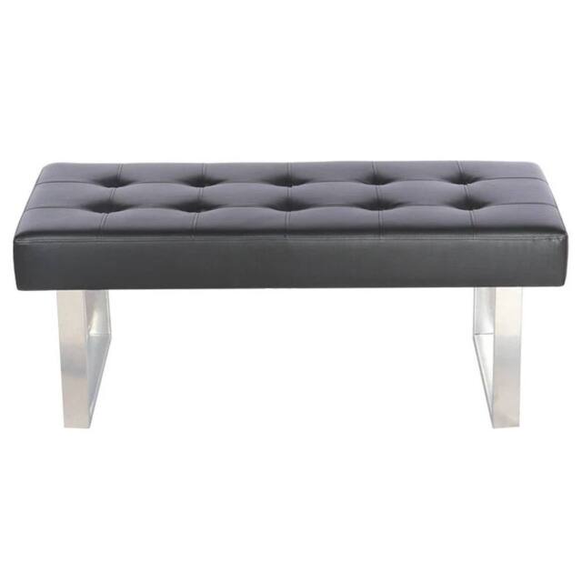 KORVIXA Dining Chairs Bench Long Seat Chrome Metal Legs in Black - Size: 100 cm x 100 cm - image 1