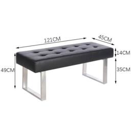 KORVIXA Dining Chairs Bench Long Seat Chrome Metal Legs in Black - Size: 100 cm x 100 cm - thumbnail 2
