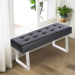 KORVIXA Dining Chairs Bench Long Seat Chrome Metal Legs in Black - Size: 100 cm x 100 cm - thumbnail 3