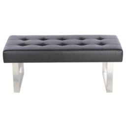KORVIXA Dining Chairs Bench Long Seat Chrome Metal Legs in Black - Size: 100 cm x 100 cm - thumbnail 1