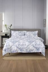 The Lyndon Company Toile De Jouy Luxurious 200 Thread Count Oxford Pillowcase Pair in Blue - Size: Standard Pillow Case - thumbnail 2
