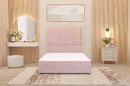 "Somnior Eleanor Plush Divan Bed Set with Pillowtop Mattress & 54"" Headboard in Pink - Size: Super King" - thumbnail 3