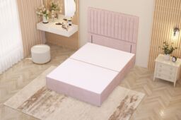 "Somnior Eleanor Plush Divan Bed Set with Pillowtop Mattress & 54"" Headboard in Pink - Size: Super King" - thumbnail 5