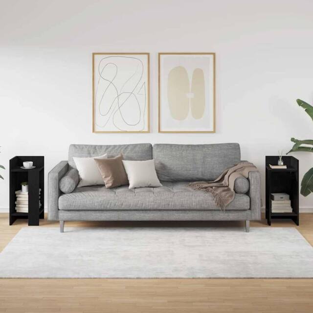 Berkfield Home Side Tables 2 pcs with Shelf Black 25.5x27x60 cm - image 1