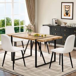 KORVIXA 4x PU Leather Dining Chairs Modern in White - Size: 100 cm - thumbnail 4