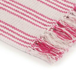Berkfield Home Throw Cotton Stripes 125x150 cm Pink & White - thumbnail 4