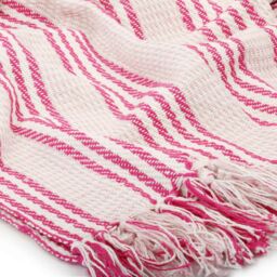 Berkfield Home Throw Cotton Stripes 125x150 cm Pink & White - thumbnail 5