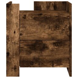 Berkfield Home Bedside Cabinet Smoked Oak 45x50x50 cm Engineered Wood in Brown - Size: 45 x 50 x 50 cm - thumbnail 4