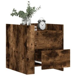 Berkfield Home Bedside Cabinet Smoked Oak 45x50x50 cm Engineered Wood in Brown - Size: 45 x 50 x 50 cm - thumbnail 3