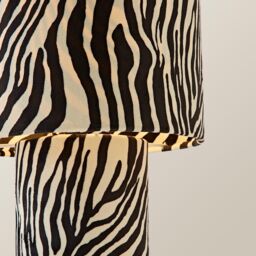 ValueLights Nessa Zebra Full Velvet Table Lamp with LED Bulb in White - thumbnail 4