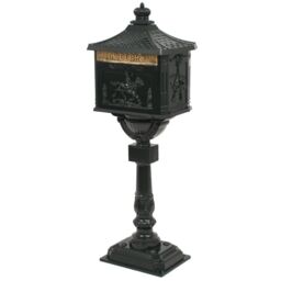 Berkfield Home Pedestal Letterbox Aluminium Vintage Style Rustproof Green - thumbnail 2
