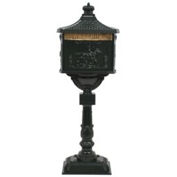 Berkfield Home Pedestal Letterbox Aluminium Vintage Style Rustproof Green - thumbnail 3