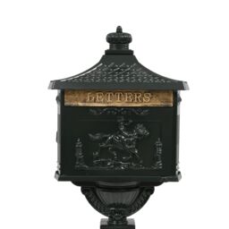 Berkfield Home Pedestal Letterbox Aluminium Vintage Style Rustproof Green - thumbnail 4