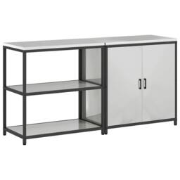 Berkfield Home Modern with Shelf with Storage with Door Adjustable 2 pcs Galvani in Silver - thumbnail 3