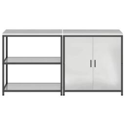 Berkfield Home Modern with Shelf with Storage with Door Adjustable 2 pcs Galvani in Silver - thumbnail 9