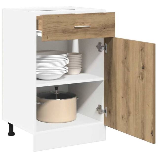 Berkfield Home Durable Drawer Bottom Cabinet Lyon Artisan Oak 50x46x81.5 cm Engi in Brown - image 1