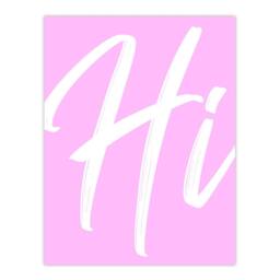 "Artery8 Large Hi Word Pink White Brush Stroke Design Wall Art Print - Size: W12"" x H16""" - thumbnail 1