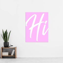"Artery8 Large Hi Word Pink White Brush Stroke Design Wall Art Print - Size: W12"" x H16""" - thumbnail 4