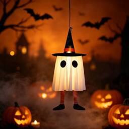 Lovii Halloween Ghost String Lights LED Hanging Ghost Fairy Lights Orange in White - thumbnail 1