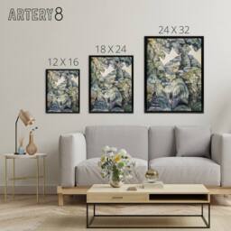 "Artery8 Trees in Bird Garden Iver Heath Paul Nash Framed Canvas Wall Art Print - Size: W12"" x H16""" - thumbnail 4