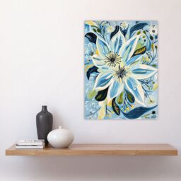 "Artery8 Blue Abstract Wildflowers Painting Floral Wall Art Print - Size: W12"" x H16""" - thumbnail 4