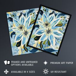 "Artery8 Blue Abstract Wildflowers Painting Floral Wall Art Print - Size: W12"" x H16""" - thumbnail 2