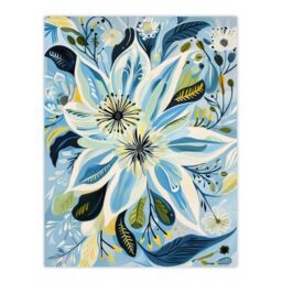 "Artery8 Blue Abstract Wildflowers Painting Floral Wall Art Print - Size: W12"" x H16""" - thumbnail 1