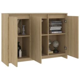 Berkfield Home Sideboard Sonoma Oak 102x33x75 cm Engineered Wood in Beige - Size: 102 x 33 x 75 cm - thumbnail 4