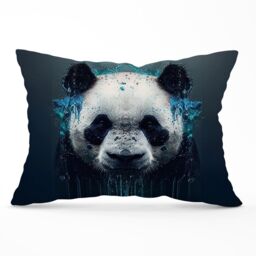 Warren Reed - Designer Panda Face Splashart Dark Background Cushions in Blue - Size: 60 cm x 60 cm - thumbnail 1