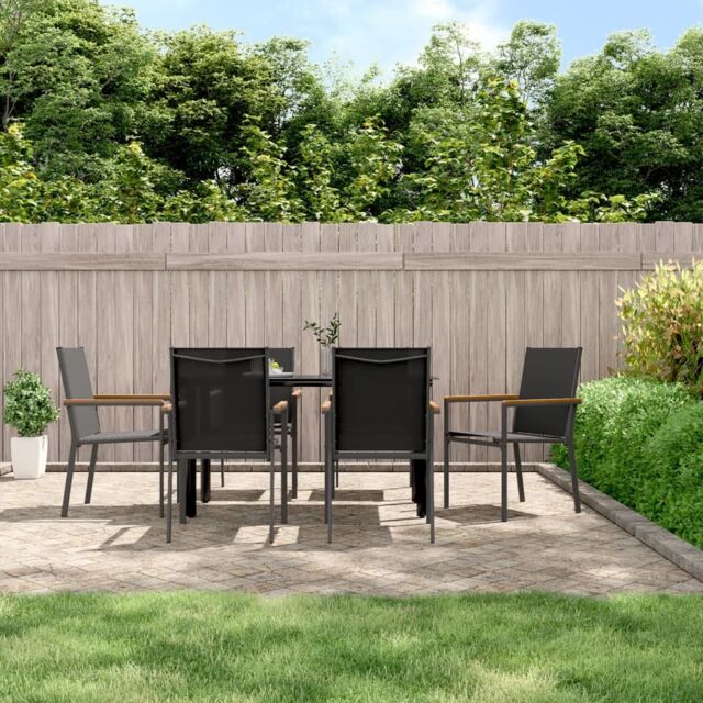 Berkfield Home Garden Chairs 6 pcs Black 55x61.5x90 cm Textilene & Steel - image 1