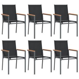 Berkfield Home Garden Chairs 6 pcs Black 55x61.5x90 cm Textilene & Steel - thumbnail 2